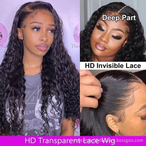 Deep Wave Hair 5x5 Lace Closure Wig Vendor,100% Peruvian Virgin Human Hair,Wholesale Cuticle Aligned Transparent Soft Lace Wigs